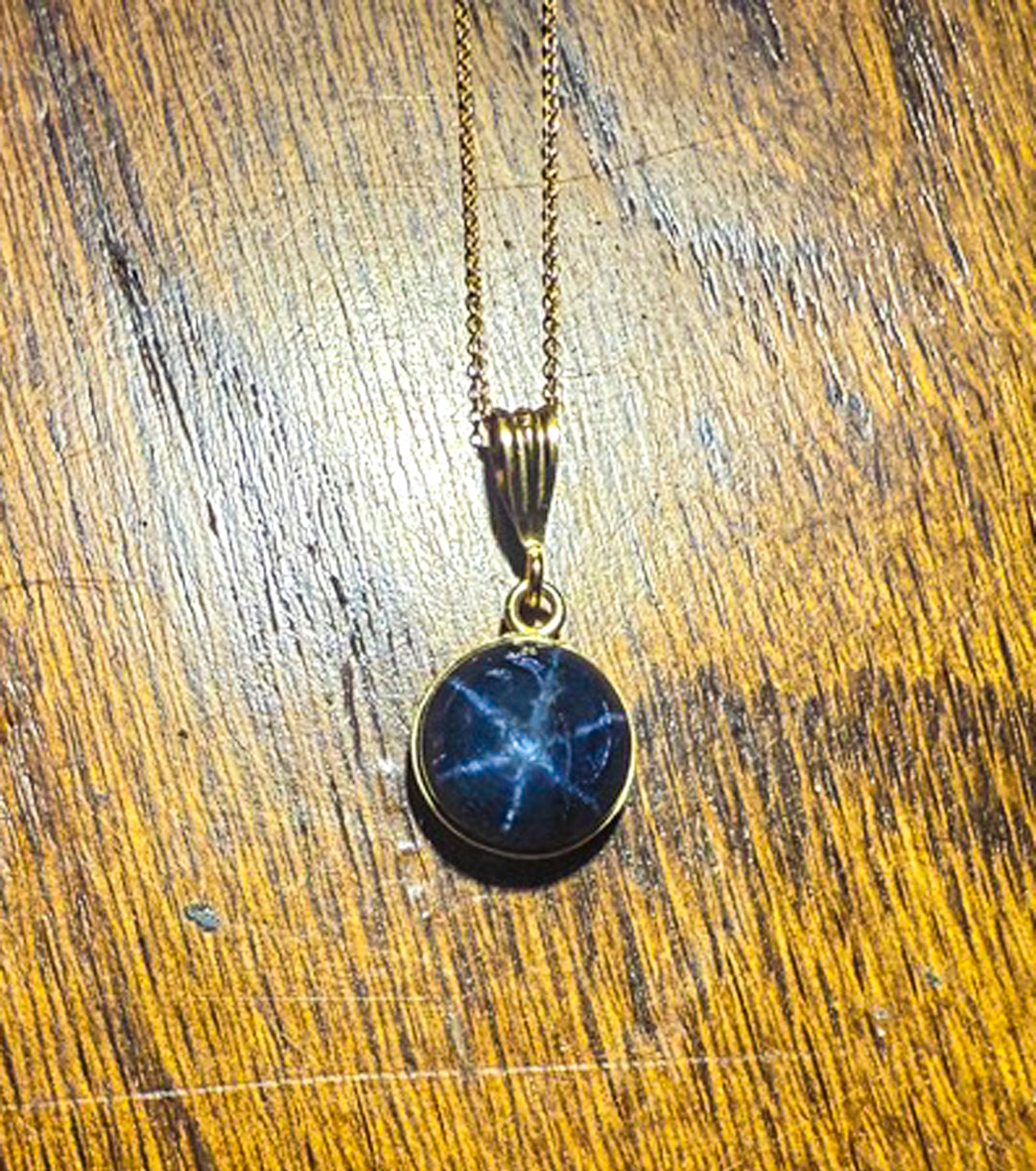 Star Rough Sapphire 14K Gold-Filled 925 Silver Charm Necklace